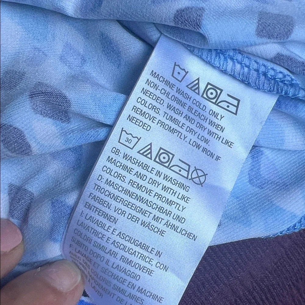 Susan Graver Blue and White Geometric Blouse - Picture 5 of 5